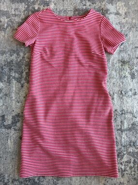 LOFT short sleeve shirt dress pink stripped size 0P